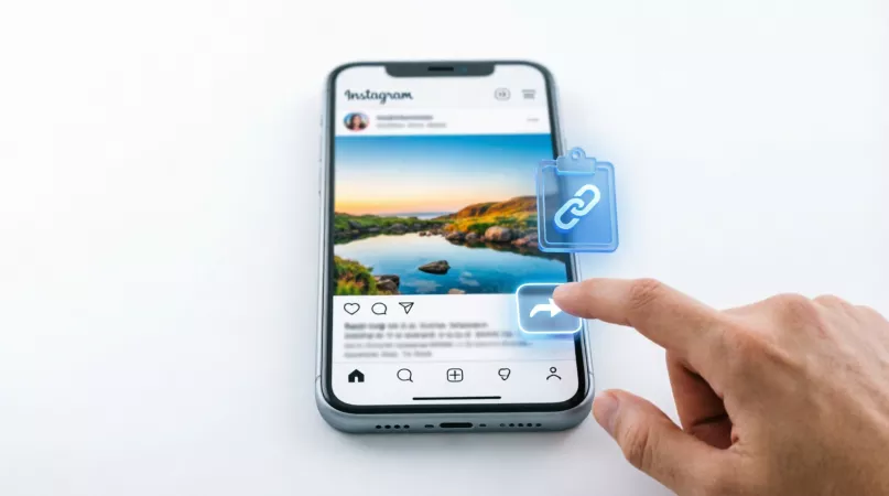 Копирование ссылки Instagram на телефоне