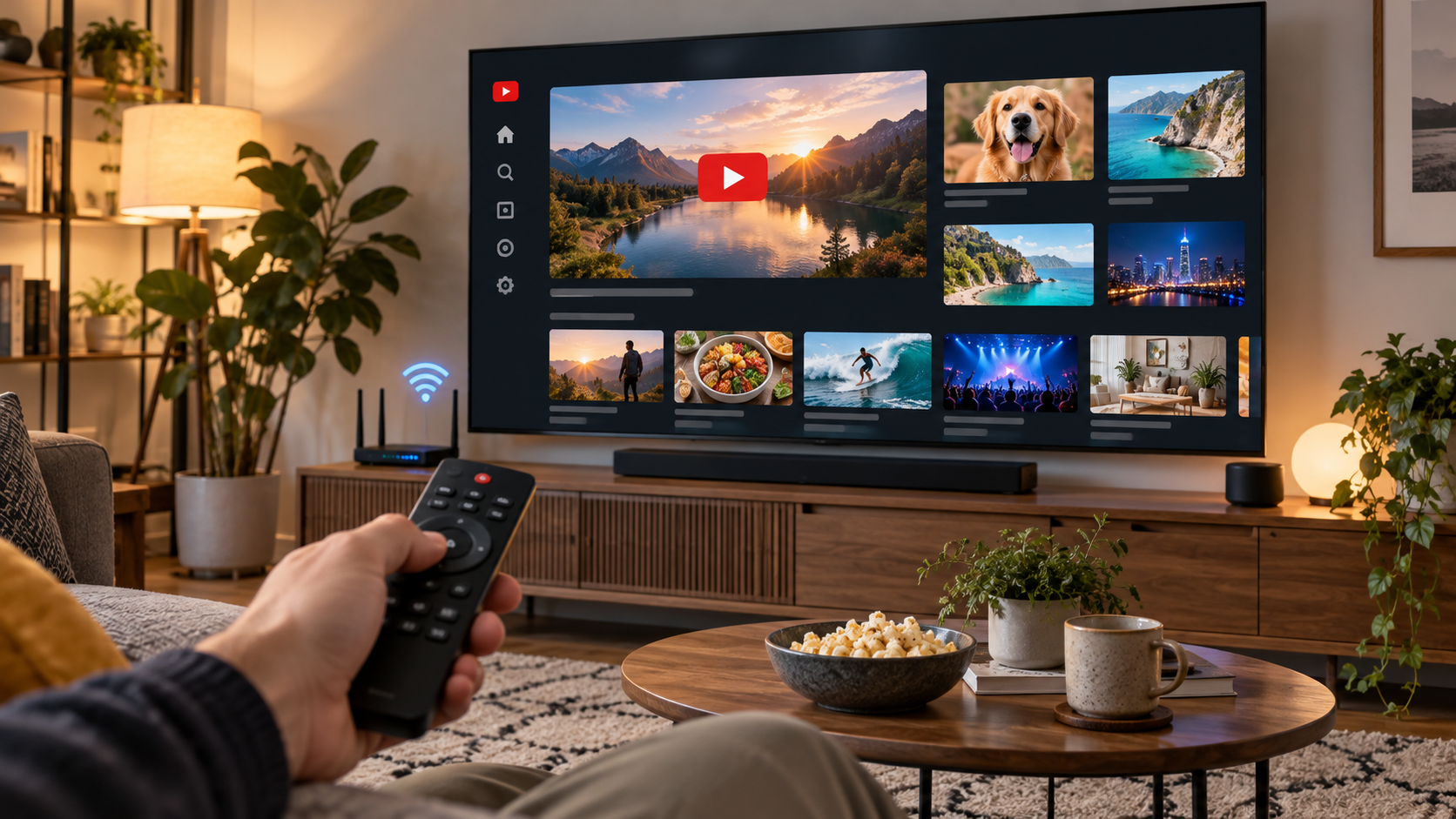 YouTube на экране телевизора
