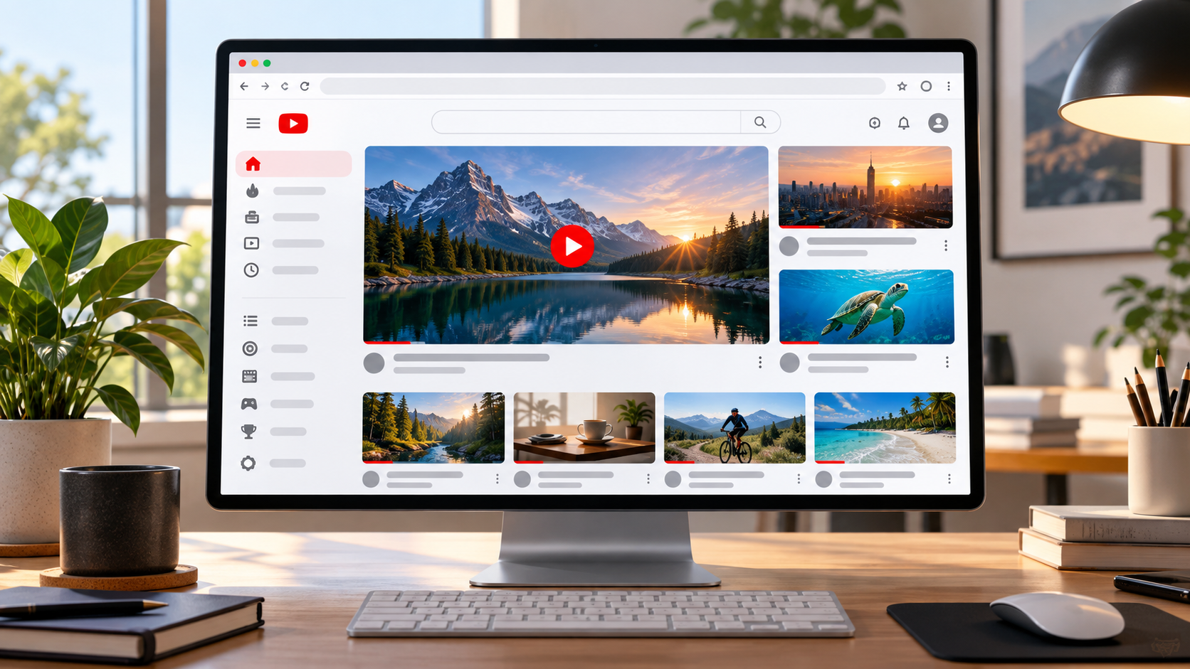 Главная страница YouTube в браузере