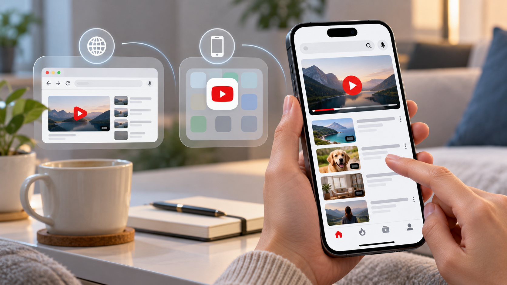 Поиск YouTube на смартфоне
