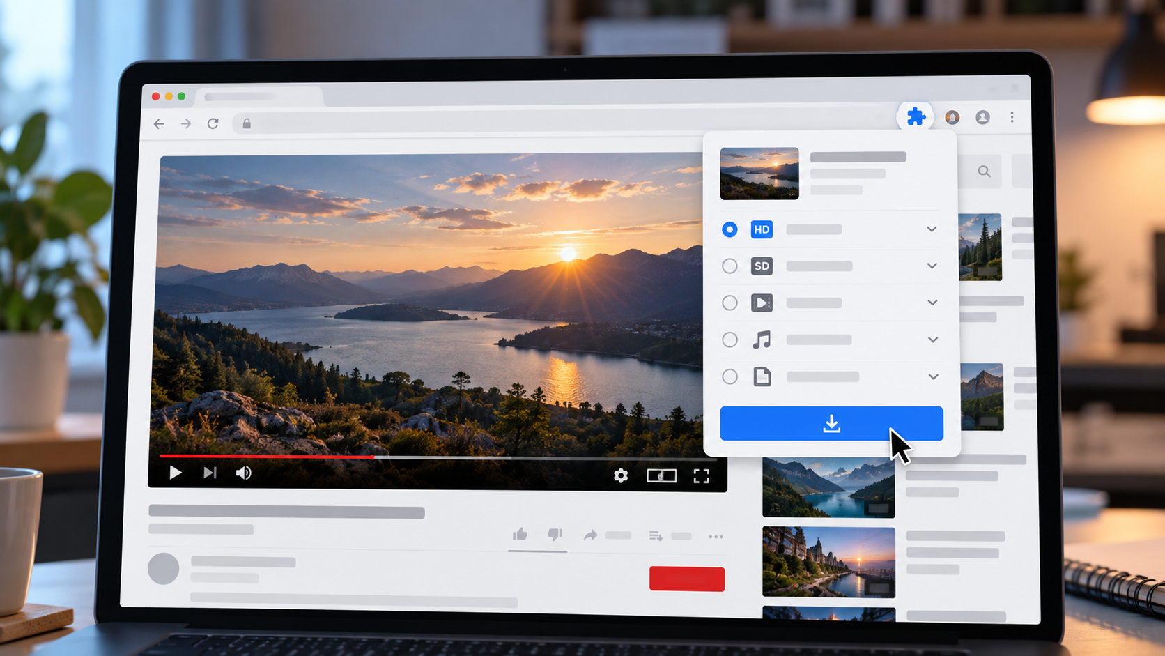 Загрузка YouTube видео через расширение браузера